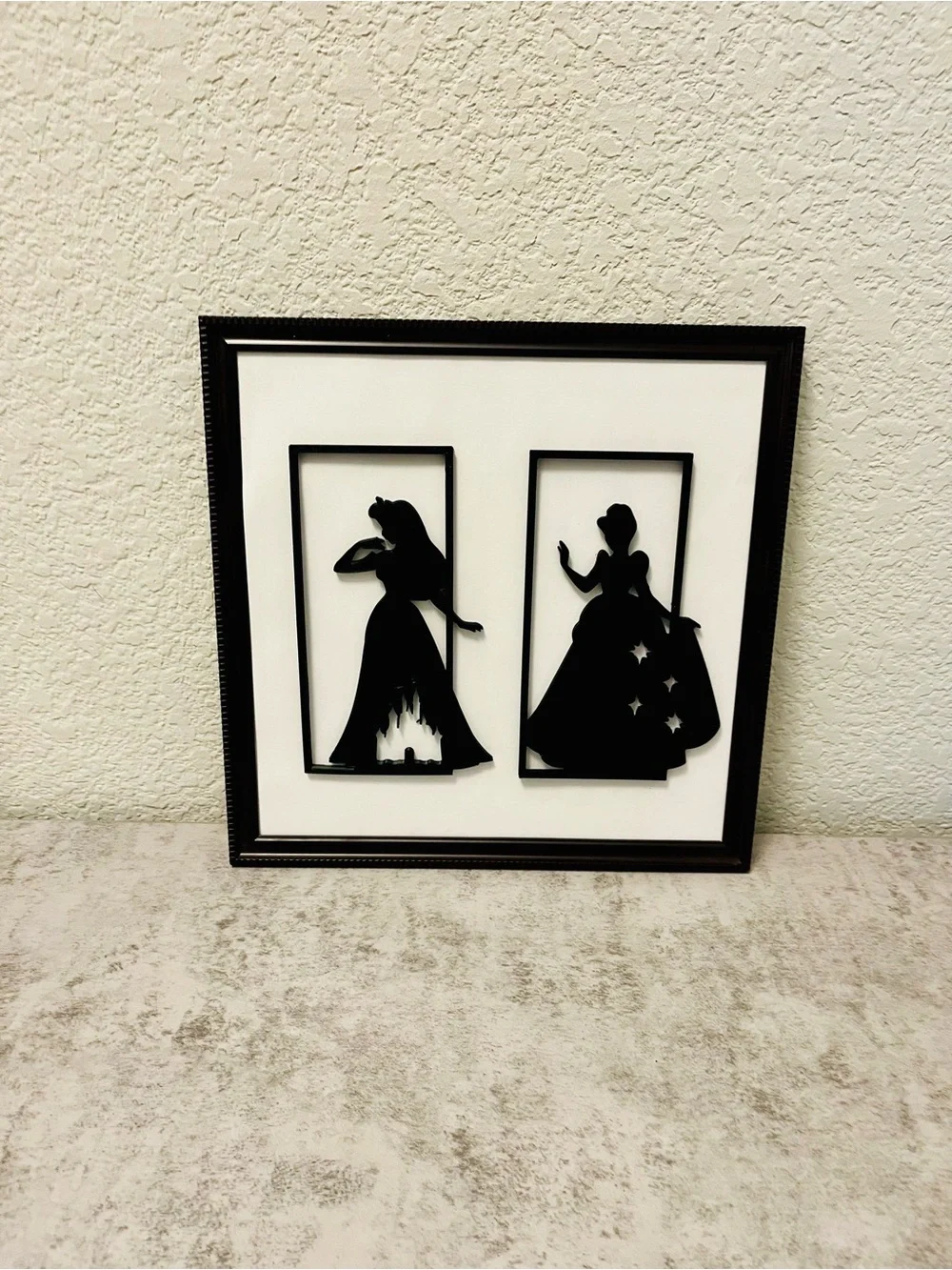 Black Silhouette Princess Wall Art - Framed Home Wall Decor
